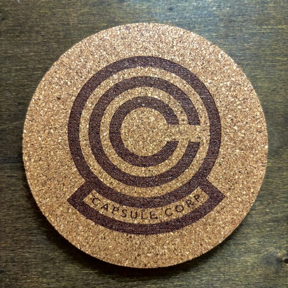 Other - Dragon Ball Z Capsule Corp Logo Laser Engraved Cork Coaster
